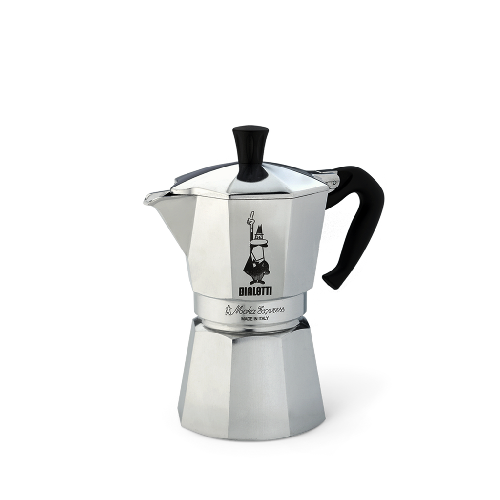 Bialetti Moka Express Stovetop Maker with Free Ground Coffee, 6-Cup &  Coffee, Silver 