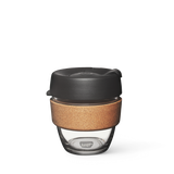 8oz KeepCup brew with glass cup, black lid and cork band