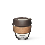 8oz KeepCup brew with glass cup, brown lid and cork band