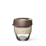 8oz KeepCup brew with glass cup, brown lid and cream rubber band