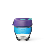 8oz KeepCup brew with glass cup, purple lid and blue rubber band