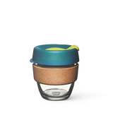 8oz KeepCup brew with glass cup, green lid and cork band