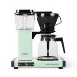 Technivorm Moccamaster coffee maker with glass carafe in pastel green