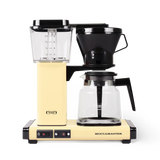 Technivorm Moccamaster coffee maker with glass carafe in pastel yellow