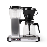 Technivorm Moccamaster coffee maker with glass carafe in silver